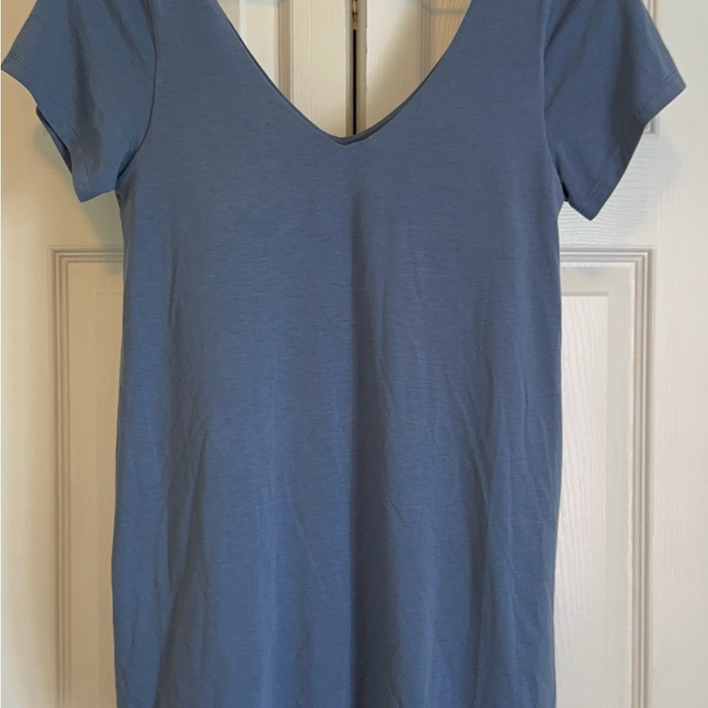 Athleta Blue Cap Sleeve Fitted T-Shirt